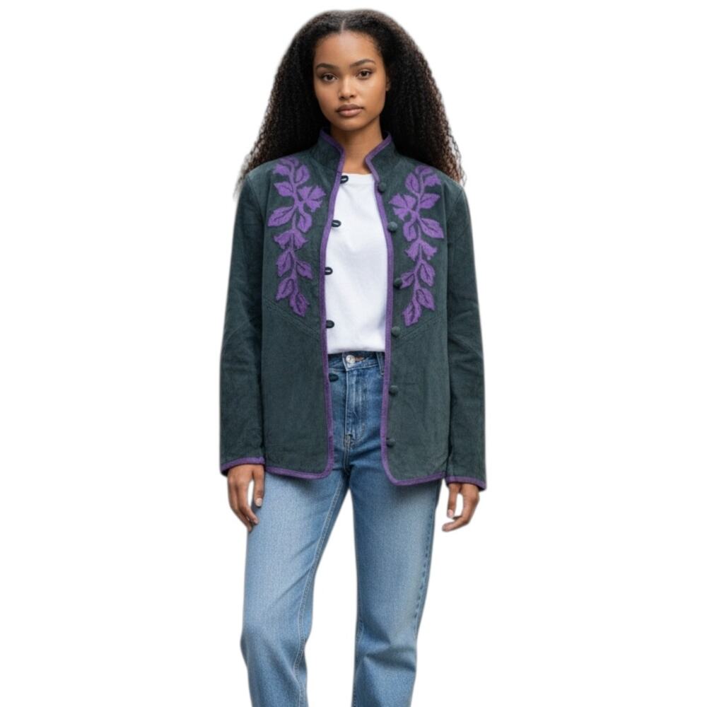 Linea by Louis Dell’Olio Womens Vintage Y2K Jacket Sz Small Green Leather Suede